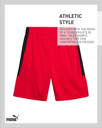 PUMA Boys Athletic Shorts - Quick Dry Breathable Interlock Performance Boys Basketball Shorts with Pockets (Sizes: 4-20) - 5