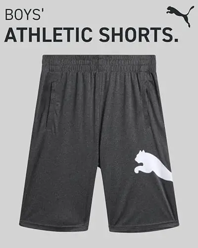 PUMA Boys Athletic Shorts - Quick Dry Breathable Interlock Performance Boys Basketball Shorts with Pockets (Sizes: 4-20) - 2