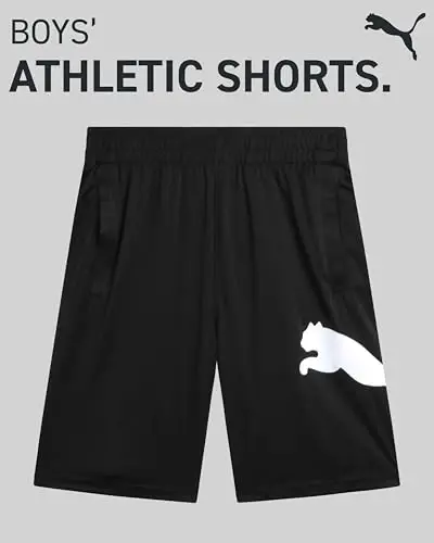 PUMA Boys Athletic Shorts - Quick Dry Breathable Interlock Performance Boys Basketball Shorts with Pockets (Sizes: 4-20) - 2