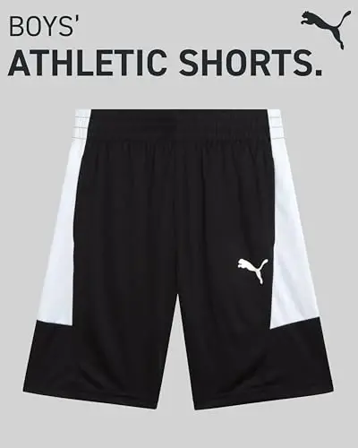 PUMA Boys Athletic Shorts - Quick Dry Breathable Interlock Performance Boys Basketball Shorts with Pockets (Sizes: 4-20) - 2