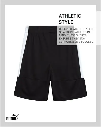 PUMA Boys Athletic Shorts - Quick Dry Breathable Interlock Performance Boys Basketball Shorts with Pockets (Sizes: 4-20) - 5