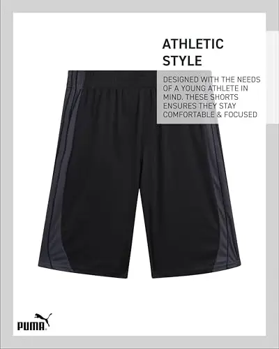 PUMA Boys Athletic Shorts - Quick Dry Breathable Interlock Performance Boys Basketball Shorts with Pockets (Sizes: 4-20) - 5