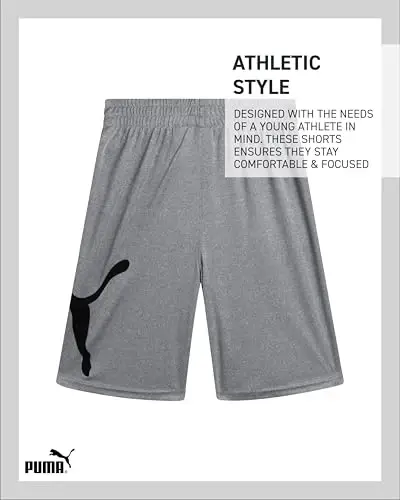 PUMA Boys Athletic Shorts - Quick Dry Breathable Interlock Performance Boys Basketball Shorts with Pockets (Sizes: 4-20) - 5