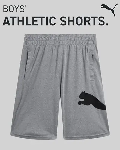 PUMA Boys Athletic Shorts - Quick Dry Breathable Interlock Performance Boys Basketball Shorts with Pockets (Sizes: 4-20) - 2