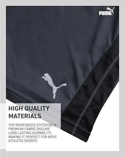 PUMA Boys Athletic Shorts - Quick Dry Breathable Interlock Performance Boys Basketball Shorts with Pockets (Sizes: 4-20) - 4