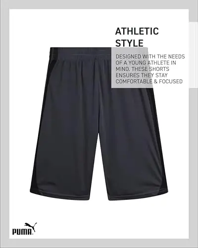 PUMA Boys Athletic Shorts - Quick Dry Breathable Interlock Performance Boys Basketball Shorts with Pockets (Sizes: 4-20) - 5