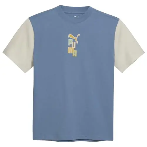 PUMA Boys' Short Sleeve Cotton Graphic T-Shirt, Crewneck 