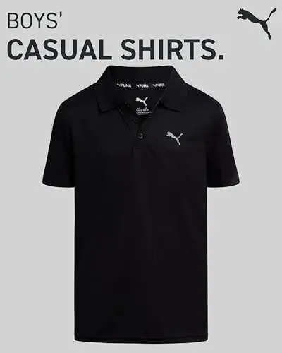 PUMA Boys Polo Shirt - Dry Fit Performance Button Closure Collared Short Sleeve Golf Polo Shirts for Boys (Sizes: 8-20) - 2