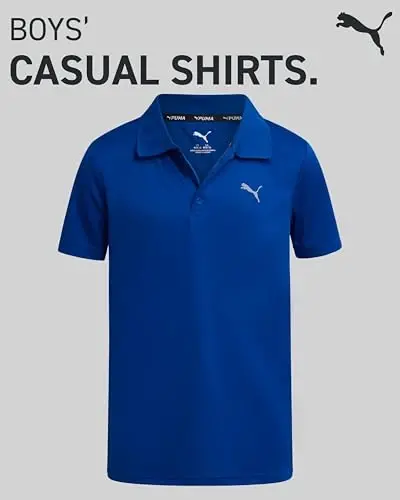 PUMA Boys Polo Shirt - Dry Fit Performance Button Closure Collared Short Sleeve Golf Polo Shirts for Boys (Sizes: 8-20) - MODAZONE (1)