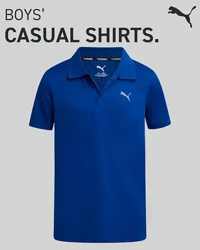 PUMA Boys Polo Shirt - Dry Fit Performance Button Closure Collared Short Sleeve Golf Polo Shirts for Boys (Sizes: 8-20) - 2