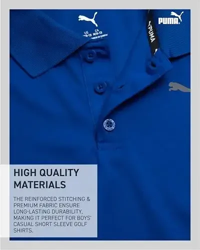 PUMA Boys Polo Shirt - Dry Fit Performance Button Closure Collared Short Sleeve Golf Polo Shirts for Boys (Sizes: 8-20) - 5
