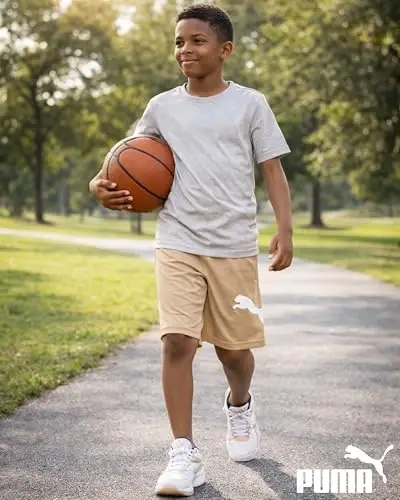 PUMA Boys Athletic Shorts - Quick Dry Breathable Interlock Performance Boys Basketball Shorts with Pockets (Sizes: 4-20) - 2