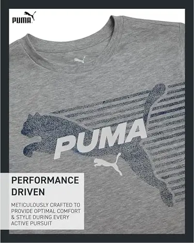 PUMA Boys T-Shirt - Cat Logo T-Shirt for Boys - Athletic Crewneck Short Sleeve Tee (S-XL), Size Large, Green/Yellow - 4