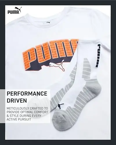 PUMA Boys T-Shirt - 2 Piece Casual Crewneck Short Sleeve Athletic Graphic Tee Shirts for Boys with Matching Socks (S-XL) - 3