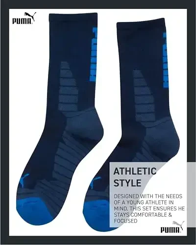 PUMA Boys T-Shirt - 2 Piece Casual Crewneck Short Sleeve Athletic Graphic Tee Shirts for Boys with Matching Socks (S-XL) - 6