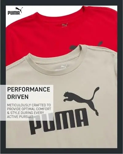 PUMA Boys T-Shirt - 2 Pack Casual Crewneck Short Sleeve Running and Gym Graphic Tee Shirts for Boys with Logo Print (S-XL) - 3