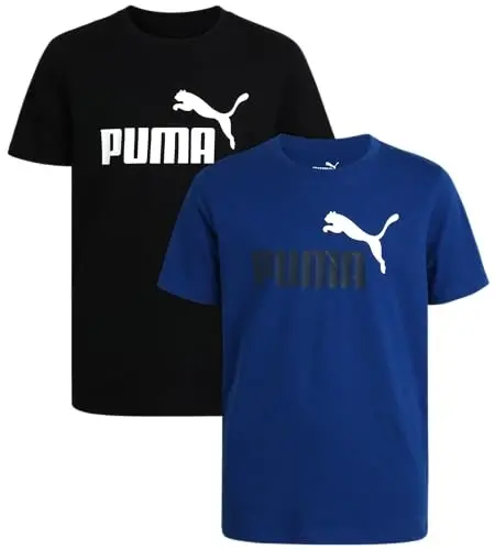 PUMA Boys T-Shirt - 2 Pack Casual Crewneck Short Sleeve Running and Gym Graphic Tee Shirts for Boys with Logo Print (S-XL) 