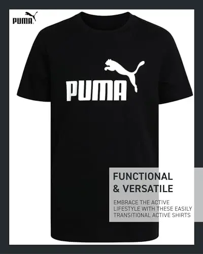 PUMA Boys T-Shirt - 2 Pack Casual Crewneck Short Sleeve Running and Gym Graphic Tee Shirts for Boys with Logo Print (S-XL) - 4