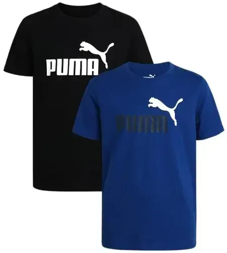 PUMA Boys T-Shirt - 2 Pack Casual Crewneck Short Sleeve Running and Gym Graphic Tee Shirts for Boys with Logo Print (S-XL) - PUMA