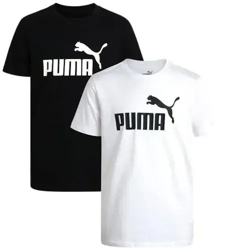 PUMA Boys T-Shirt - 2 Pack Casual Crewneck Short Sleeve Running and Gym Graphic Tee Shirts for Boys with Logo Print (S-XL) - 1
