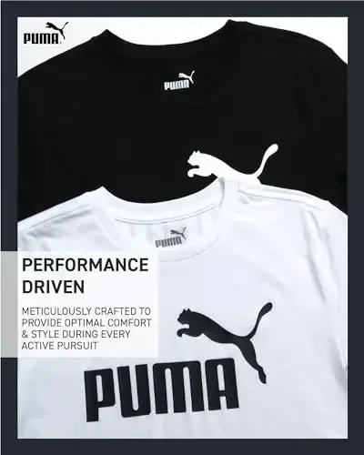 PUMA Boys T-Shirt - 2 Pack Casual Crewneck Short Sleeve Running and Gym Graphic Tee Shirts for Boys with Logo Print (S-XL) - 3