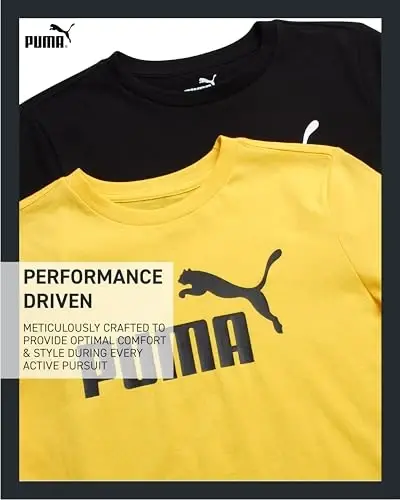 PUMA Boys T-Shirt - 2 Pack Casual Crewneck Short Sleeve Running and Gym Graphic Tee Shirts for Boys with Logo Print (S-XL) - 3