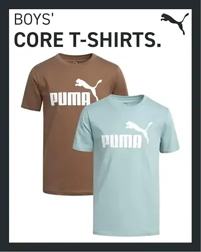 PUMA Boys T-Shirt - 2 Pack Casual Crewneck Short Sleeve Running and Gym Graphic Tee Shirts for Boys with Logo Print (S-XL) - PUMA (1)
