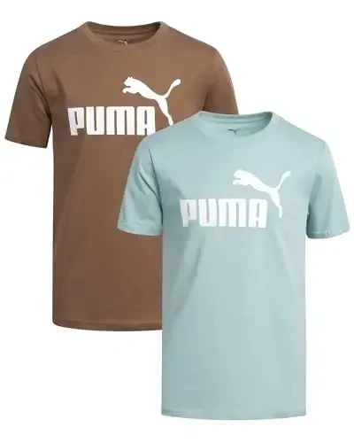 PUMA Boys T-Shirt - 2 Pack Casual Crewneck Short Sleeve Running and Gym Graphic Tee Shirts for Boys with Logo Print (S-XL) 