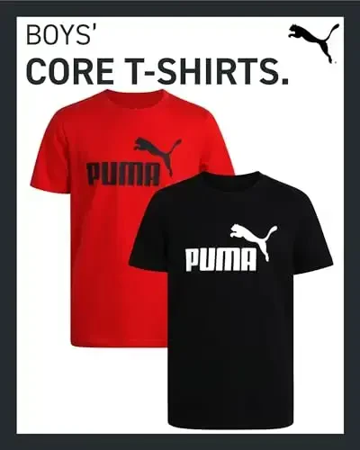PUMA Boys T-Shirt - 2 Pack Casual Crewneck Short Sleeve Running and Gym Graphic Tee Shirts for Boys with Logo Print (S-XL) - MODAZONE (1)
