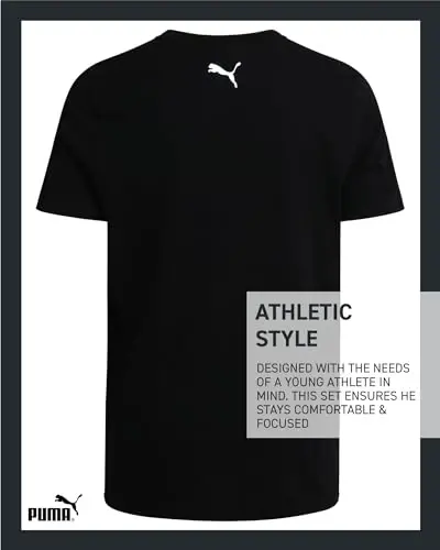 PUMA Boys T-Shirt - 2 Pack Casual Crewneck Short Sleeve Running and Gym Graphic Tee Shirts for Boys with Logo Print (S-XL) - 6
