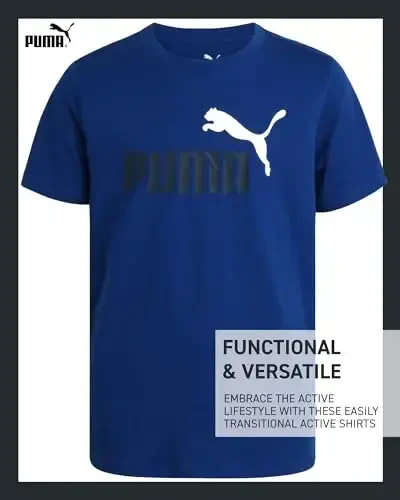 PUMA Boys T-Shirt - 2 Pack Casual Crewneck Short Sleeve Running and Gym Graphic Tee Shirts for Boys with Logo Print (S-XL) - 4