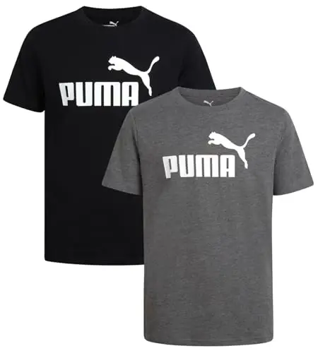 PUMA Boys T-Shirt - 2 Pack Casual Crewneck Short Sleeve Running and Gym Graphic Tee Shirts for Boys with Logo Print (S-XL) 