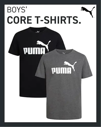 PUMA Boys T-Shirt - 2 Pack Casual Crewneck Short Sleeve Running and Gym Graphic Tee Shirts for Boys with Logo Print (S-XL) - PUMA (1)