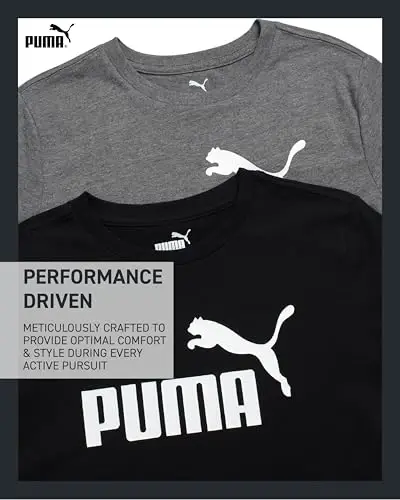 PUMA Boys T-Shirt - 2 Pack Casual Crewneck Short Sleeve Running and Gym Graphic Tee Shirts for Boys with Logo Print (S-XL) - 3