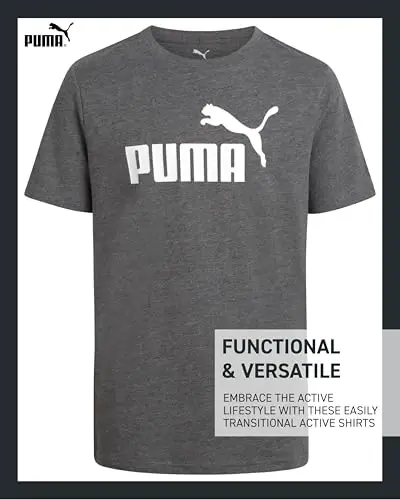 PUMA Boys T-Shirt - 2 Pack Casual Crewneck Short Sleeve Running and Gym Graphic Tee Shirts for Boys with Logo Print (S-XL) - 4
