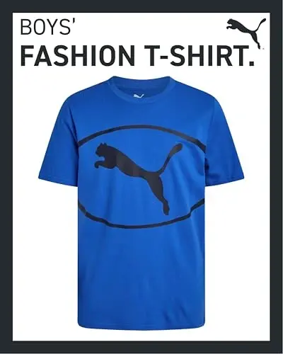PUMA Boys T-Shirt - Cat Logo T-Shirt for Boys - Athletic Crewneck Short Sleeve Tee (S-XL) - MODAZONE (1)
