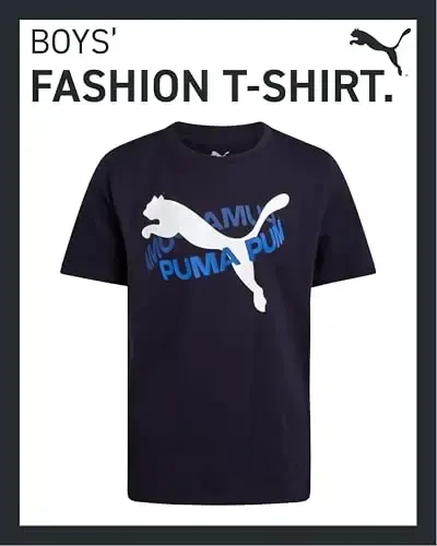 PUMA Boys T-Shirt - Cat Logo T-Shirt for Boys - Athletic Crewneck Short Sleeve Tee (S-XL) - MODAZONE (1)