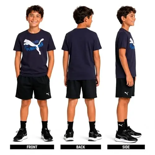 PUMA Boys T-Shirt - Cat Logo T-Shirt for Boys - Athletic Crewneck Short Sleeve Tee (S-XL) 