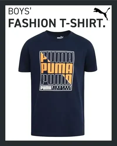 PUMA Boys T-Shirt - Cat Logo T-Shirt for Boys - Athletic Crewneck Short Sleeve Tee (S-XL) - PUMA (1)