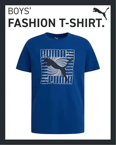 PUMA Boys T-Shirt - Cat Logo T-Shirt for Boys - Athletic Crewneck Short Sleeve Tee (S-XL) - MODAZONE (1)