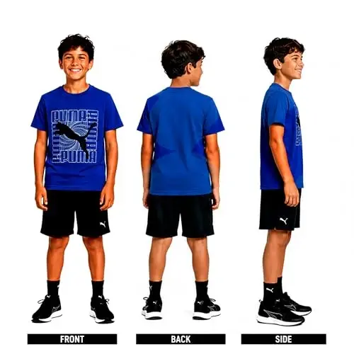 PUMA Boys T-Shirt - Cat Logo T-Shirt for Boys - Athletic Crewneck Short Sleeve Tee (S-XL) 