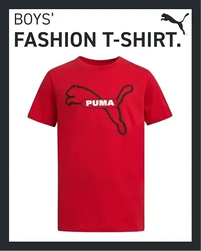 PUMA Boys T-Shirt - Cat Logo T-Shirt for Boys - Athletic Crewneck Short Sleeve Tee (S-XL) - MODAZONE (1)