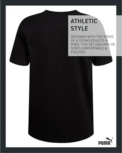 PUMA Boys T-Shirt - Cat Logo T-Shirt for Boys - Athletic Crewneck Short Sleeve Tee (S-XL) - 5
