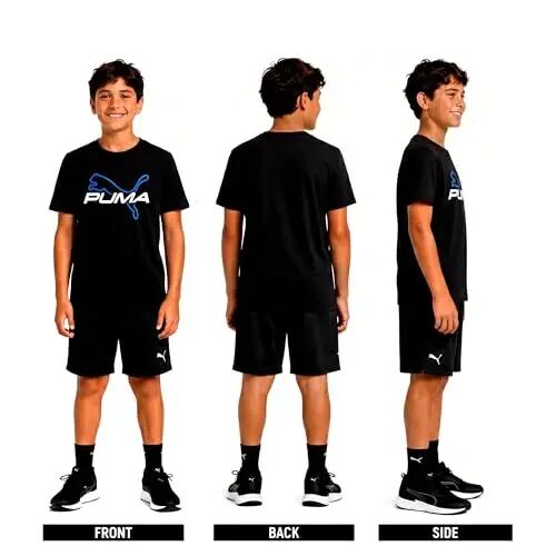 PUMA Erkek Çocuk Tişörtü - Erkek Çocuklar için Kedi Logolu Tişört - Atletik Bisiklet Yaka Kısa Kollu Tişört (S-XL) 