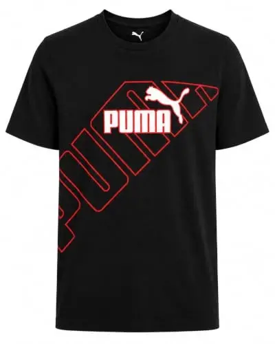PUMA Boys T-Shirt - Cat Logo T-Shirt for Boys - Athletic Crewneck Short Sleeve Tee (S-XL), Size Large, Green/Yellow - 1