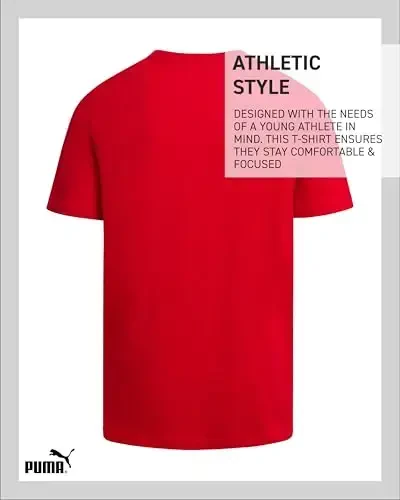 PUMA Boys Shirt - Cotton Crewneck Short Sleeve Active T Shirt for Boys with Logo (Sizes: 8-20) - 6