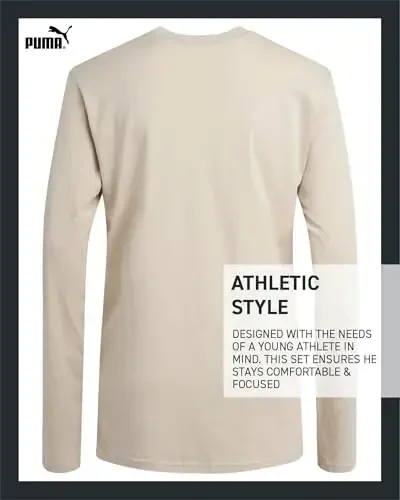 PUMA Boys Long Sleeve Shirts - Breathable Athletic Crewneck Long Sleeve Shirts for Boys - Casual Top Tees (Sizes S-XL) - 4