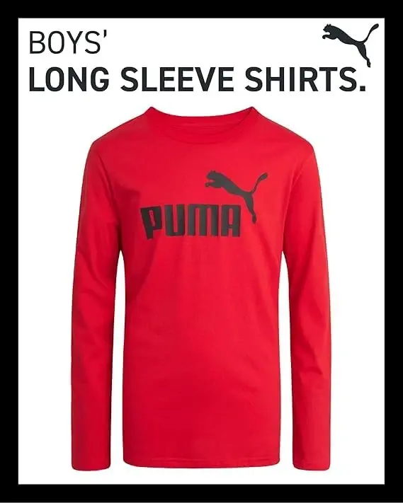 PUMA Boys' Long Sleeve Athletic Crewneck T-Shirt - 1