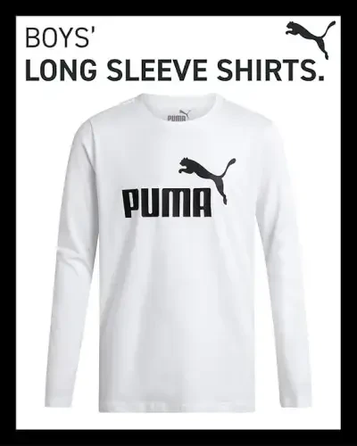 PUMA Boys Long Sleeve Shirts - Breathable Athletic Crewneck Long Sleeve Shirts for Boys - Casual Top Tees (Sizes S-XL) - 2