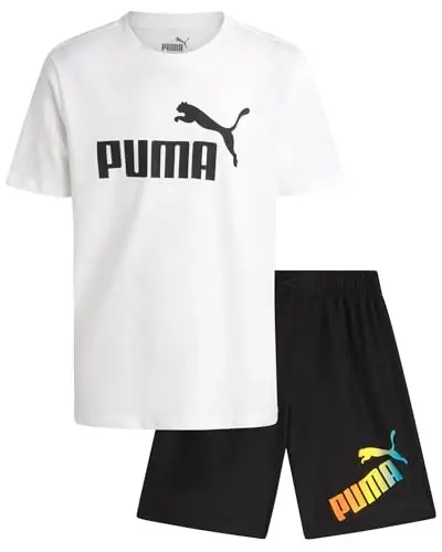 PUMA Boys Swim Set - Bathing Suit Swim Trunks with Matching Basic Short Sleeve T-Shirt - Swimwear Set for Big Boys (8-20) - 1